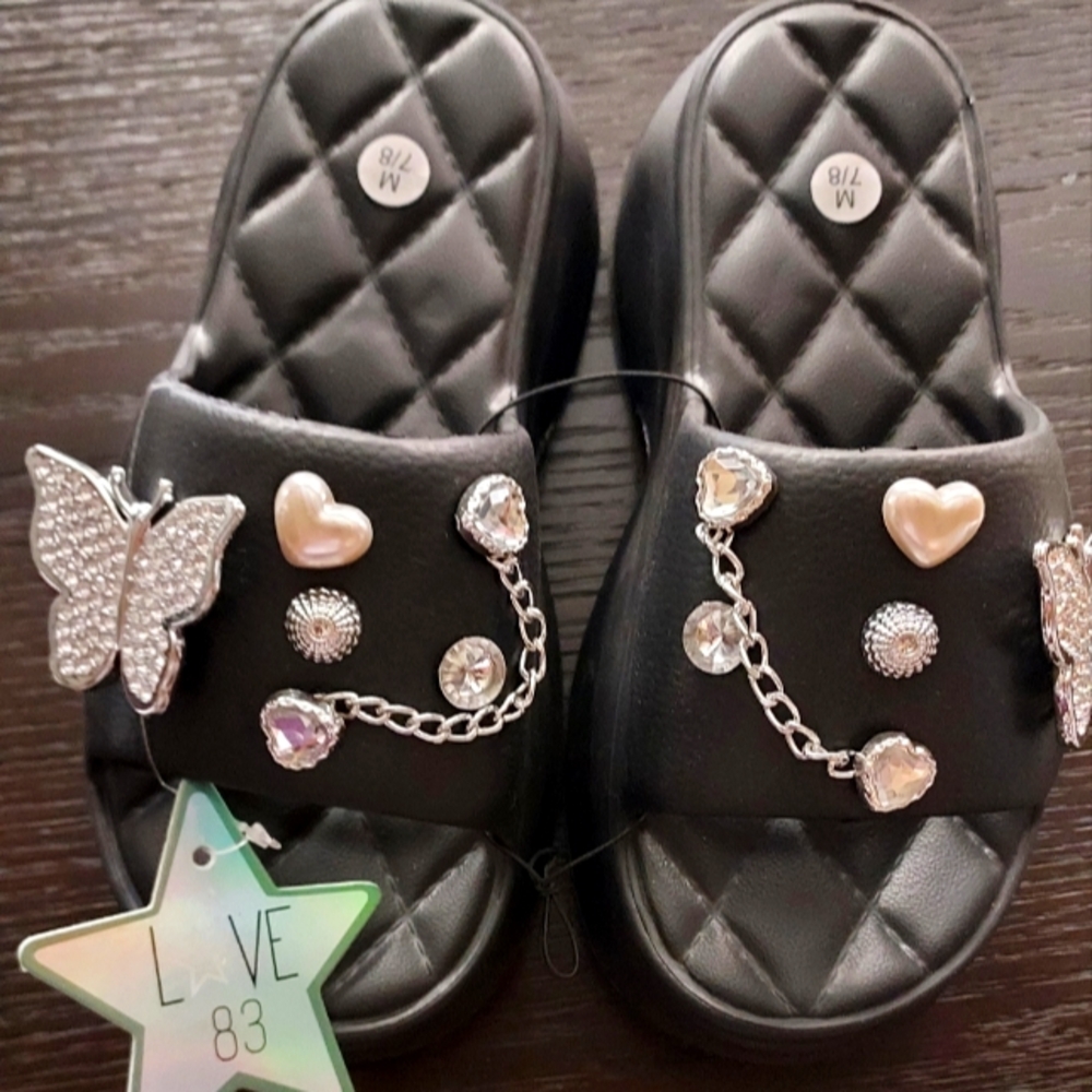 Black Embellished Sandals